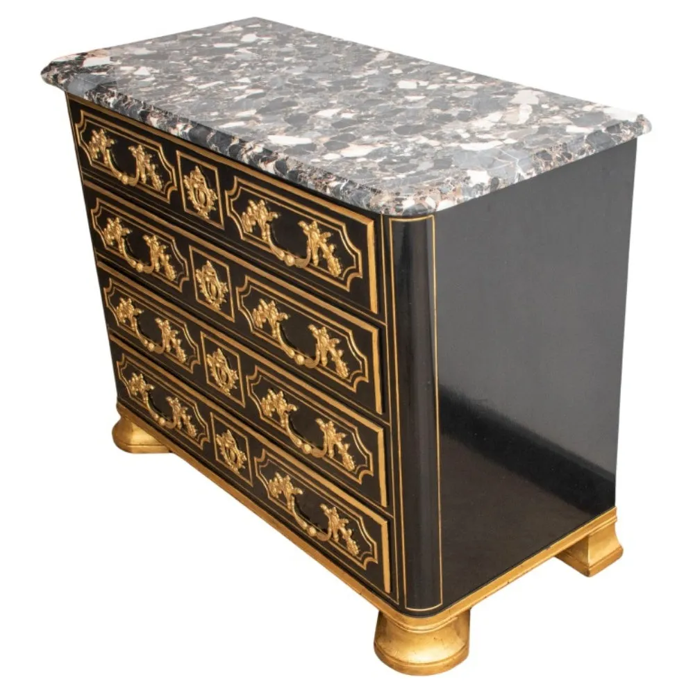 Maison Jansen Style Regence Taste Ebonized Commode