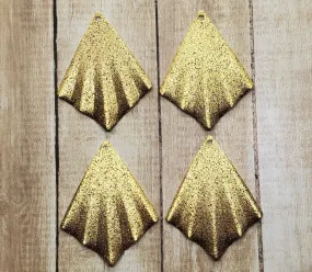 Matte Gold Ox Stardust Fan Charms (4) - GOBF6