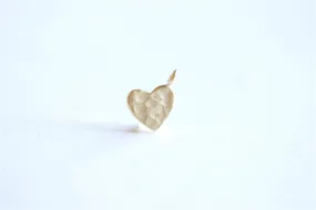 Matte Vermeil Wholesale Gold Hammered Heart Charm- 22k gold plated Sterling Silver Heart Charm Pendant, Gold Heart, Stamping Heart, Dangle Heart,