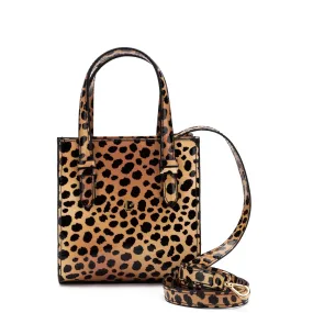 Mini Phoebe Tote Bag In Cheetah Print Vegan Patent Leather