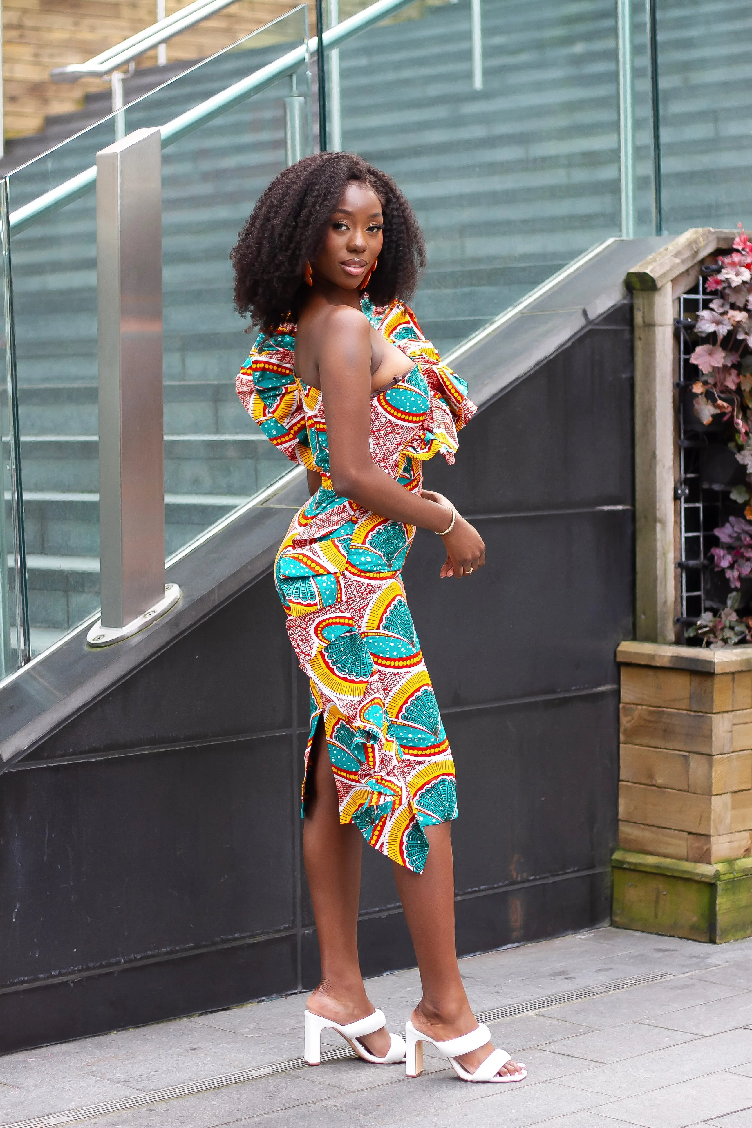 New in - Mono Strap Frock Style African Print Bodycon Dress - Aneka