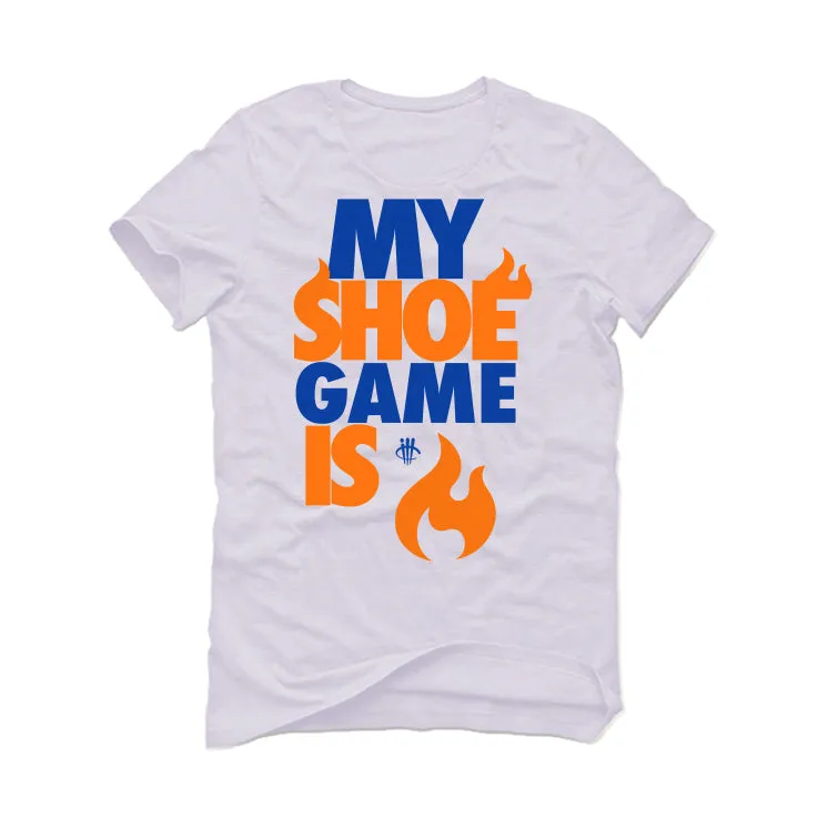 Nike Dunk Low "Knicks" | ILLCURRENCY White T-Shirt (MY SHOE GAME)