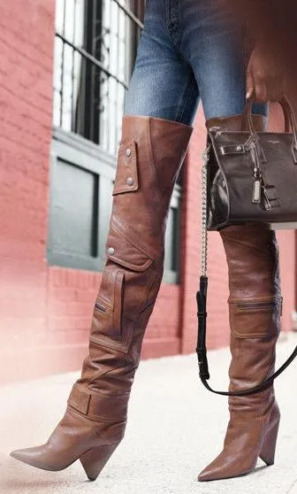 'Niki' Leather Zip Over-The-Knee Boot