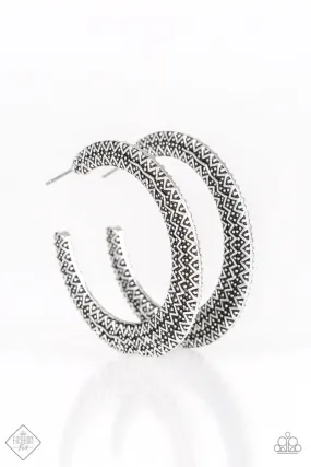 Paparazzi Talk About Texture - Silver Hoop Earrings