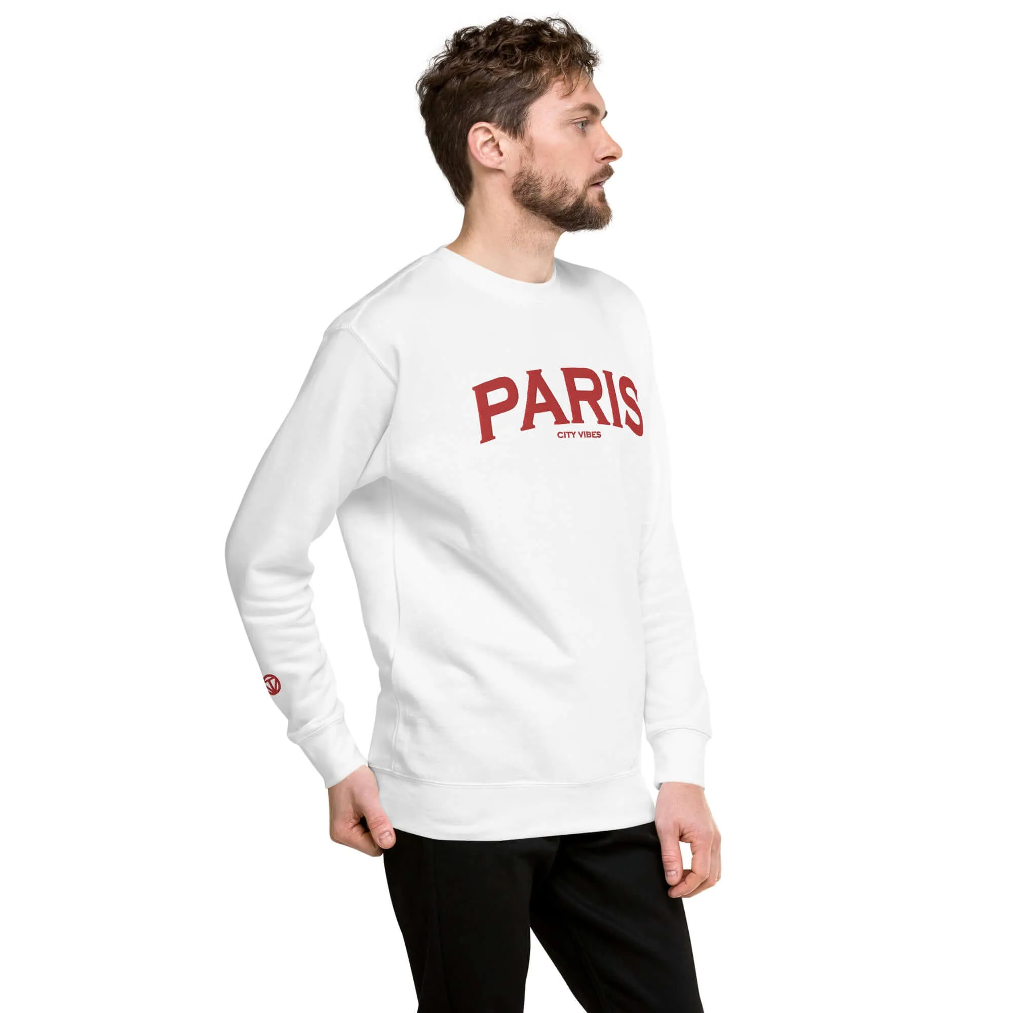 Premium Sweatshirt PARIS (Weiß/Rot)