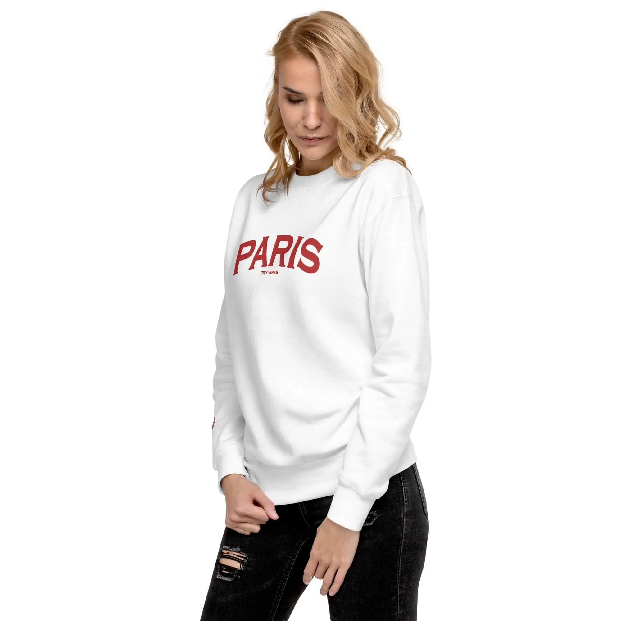 Premium Sweatshirt PARIS (Weiß/Rot)