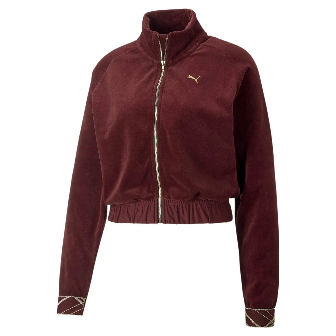 Puma Women's Velvet Sweatshirt Deco Glam Velor Full Zip 522254 42 Aubergine