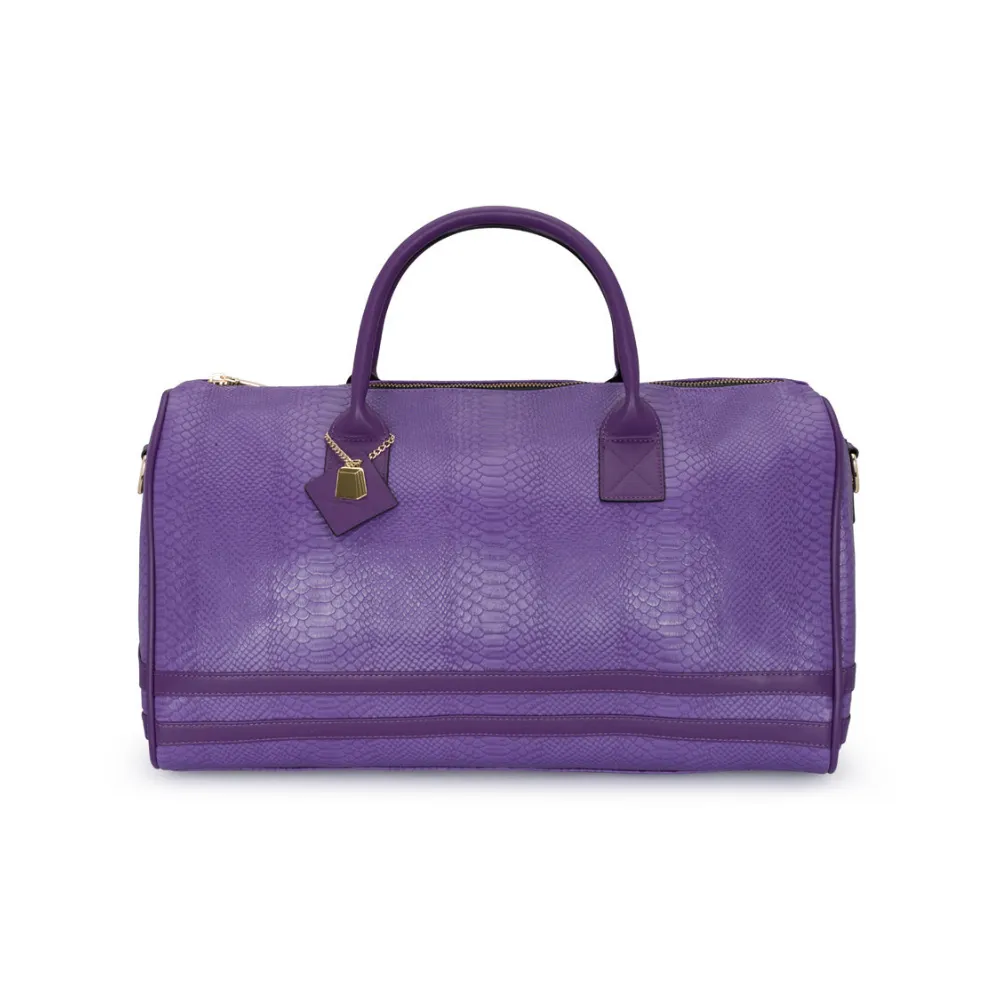 Purple Apollo 1 Faux Snakeskin Duffle Bag