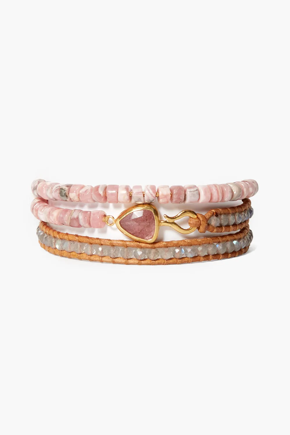 Rahel Triple Wrap Bracelet Pink Mix