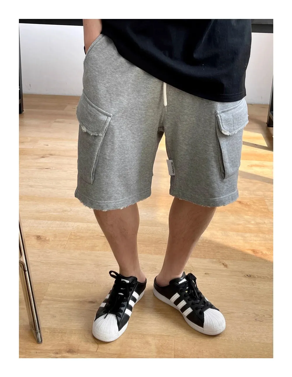 Raw Hem Cargo Jogger Shorts