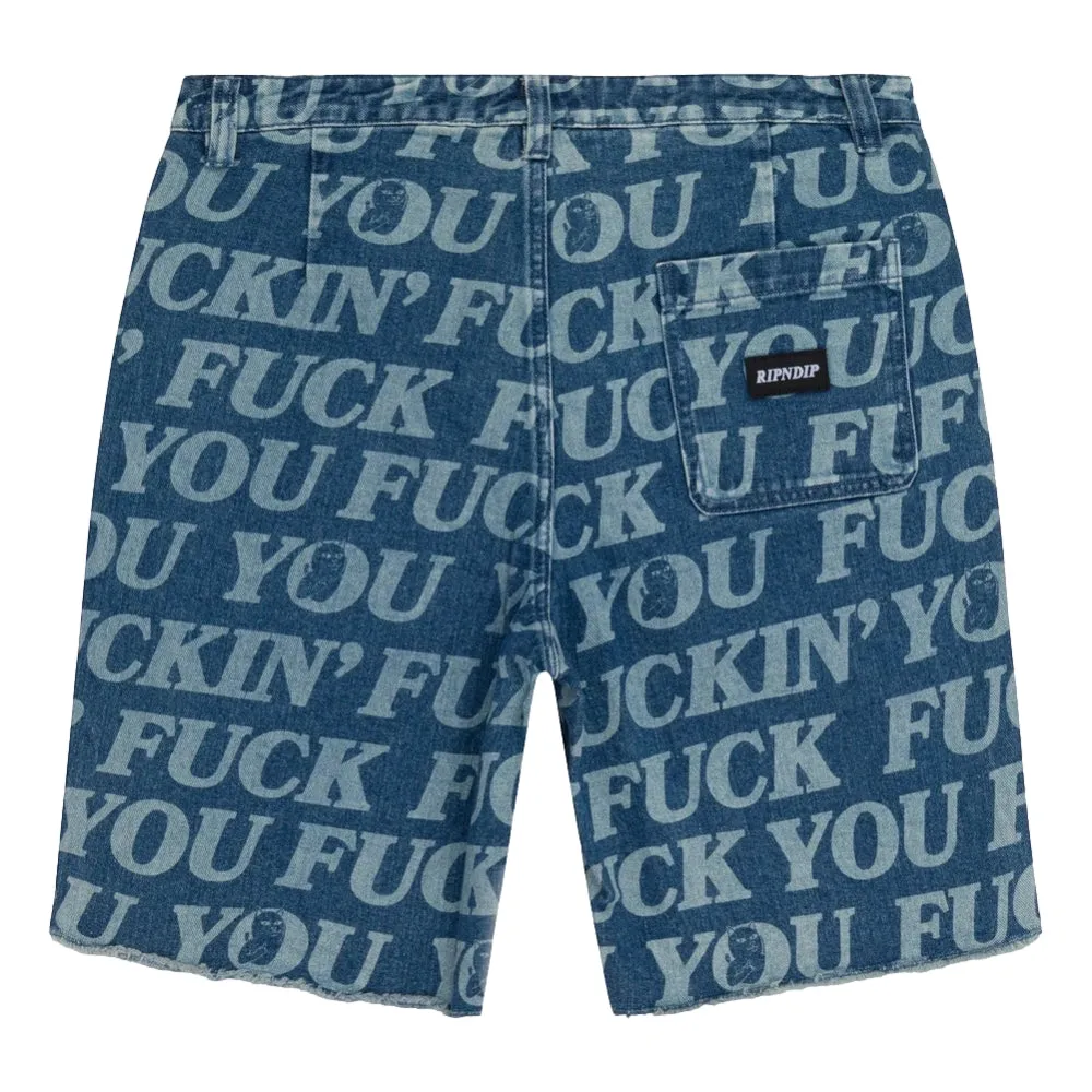 RIPNDIP FUCKIN FUCK DENIM SHORTS-MULTI