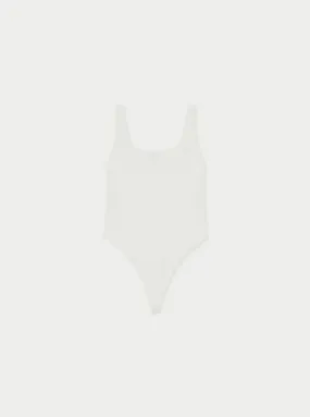 SCULPTING JERSEY SCOOP NECK BODYSUIT - OFF WHITE