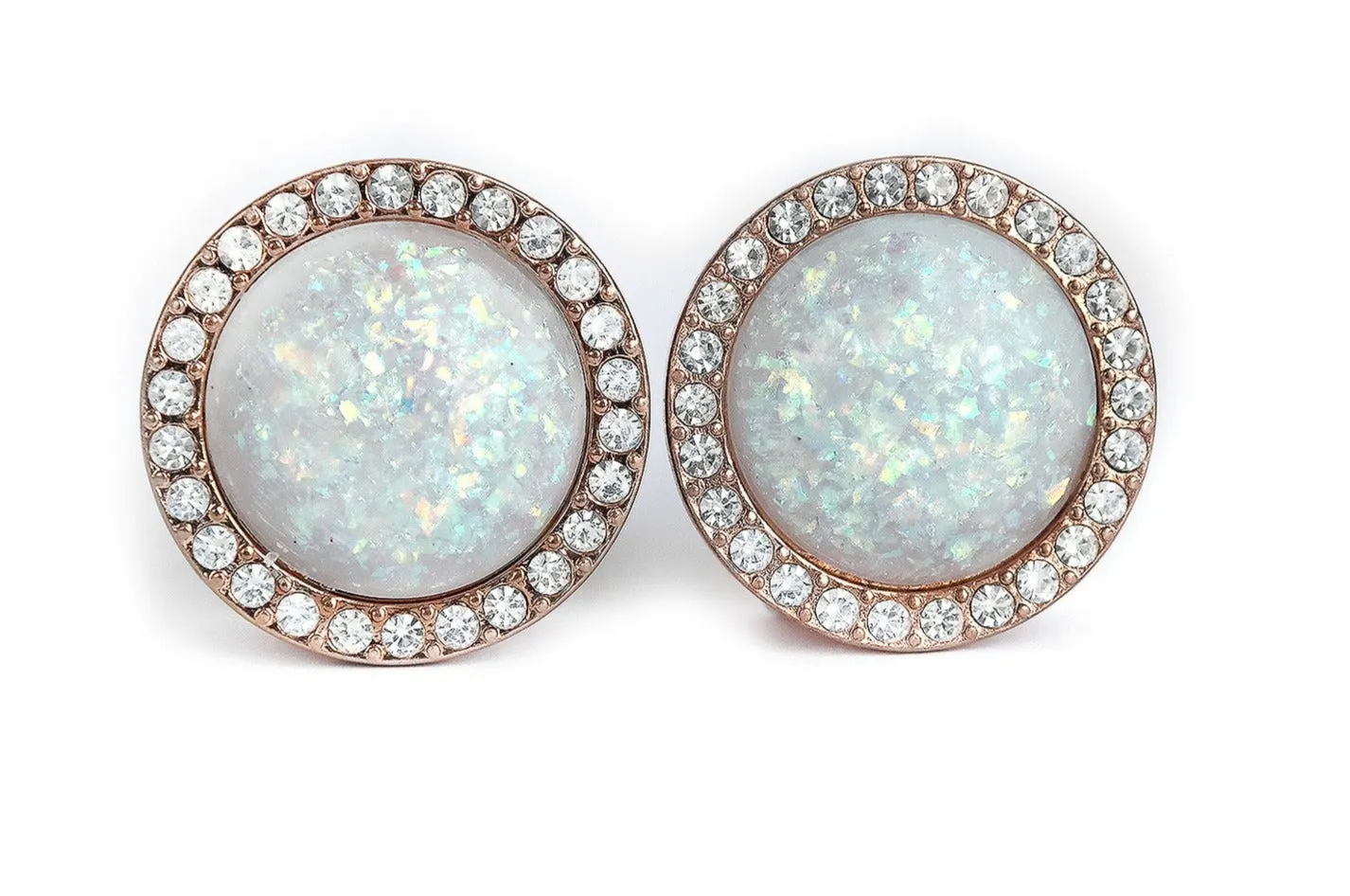 Shiny Rose Gold Opal Plugs