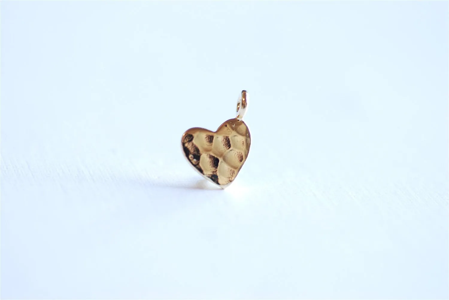 Shiny Vermeil Wholesale Gold Hammered Heart Charm- 22k gold plated Sterling Silver Heart Charm Pendant, Gold Heart, Stamping Heart, Dangle Heart,