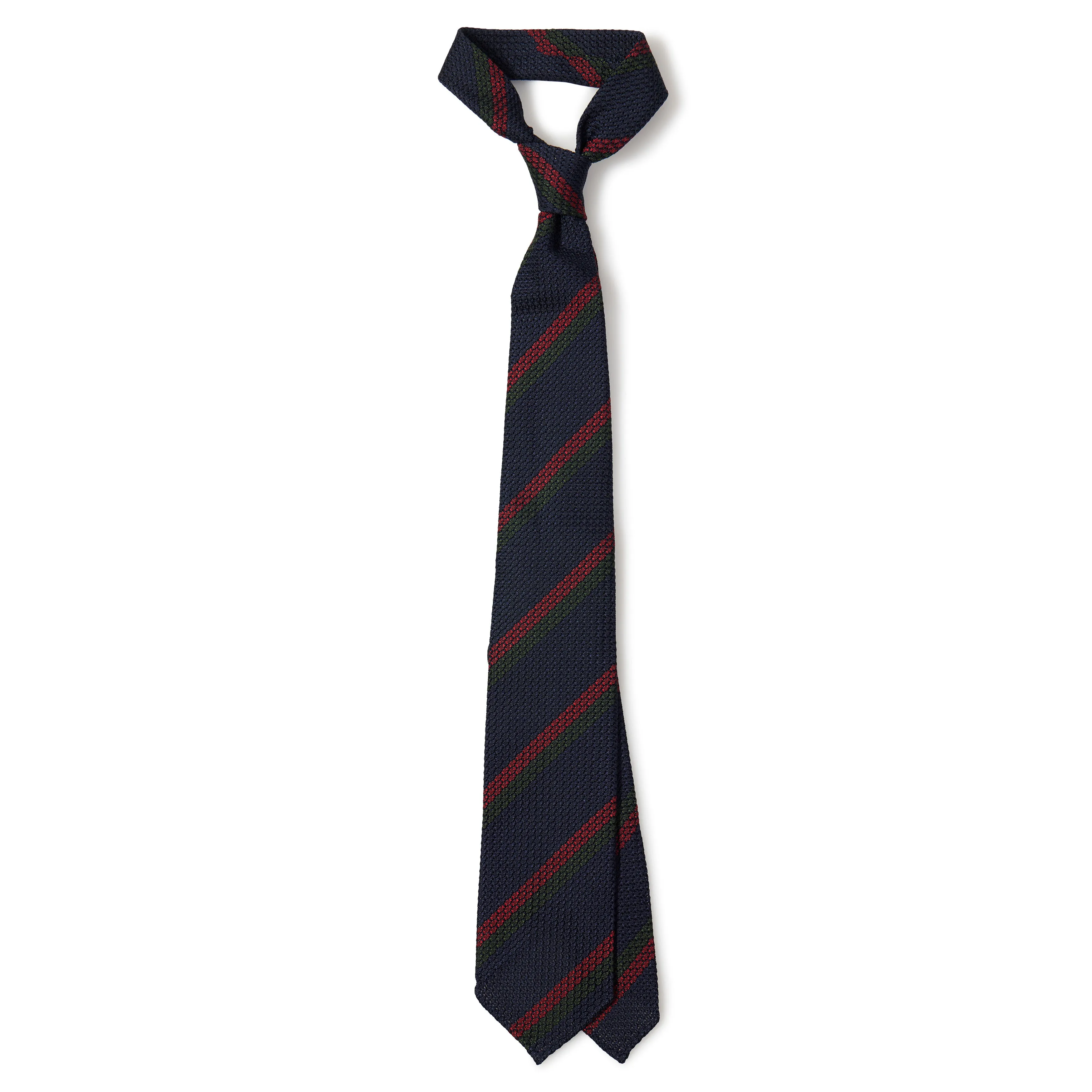 Silk Grossa Grenadine Block Stripe Hand-rolled Tie