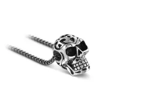 Small Ornate Skull Necklace - Silver