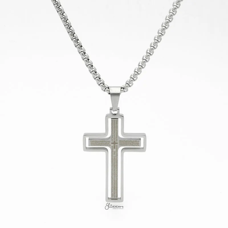 Stainless Steel Rotatable Cross Pendant - Silver