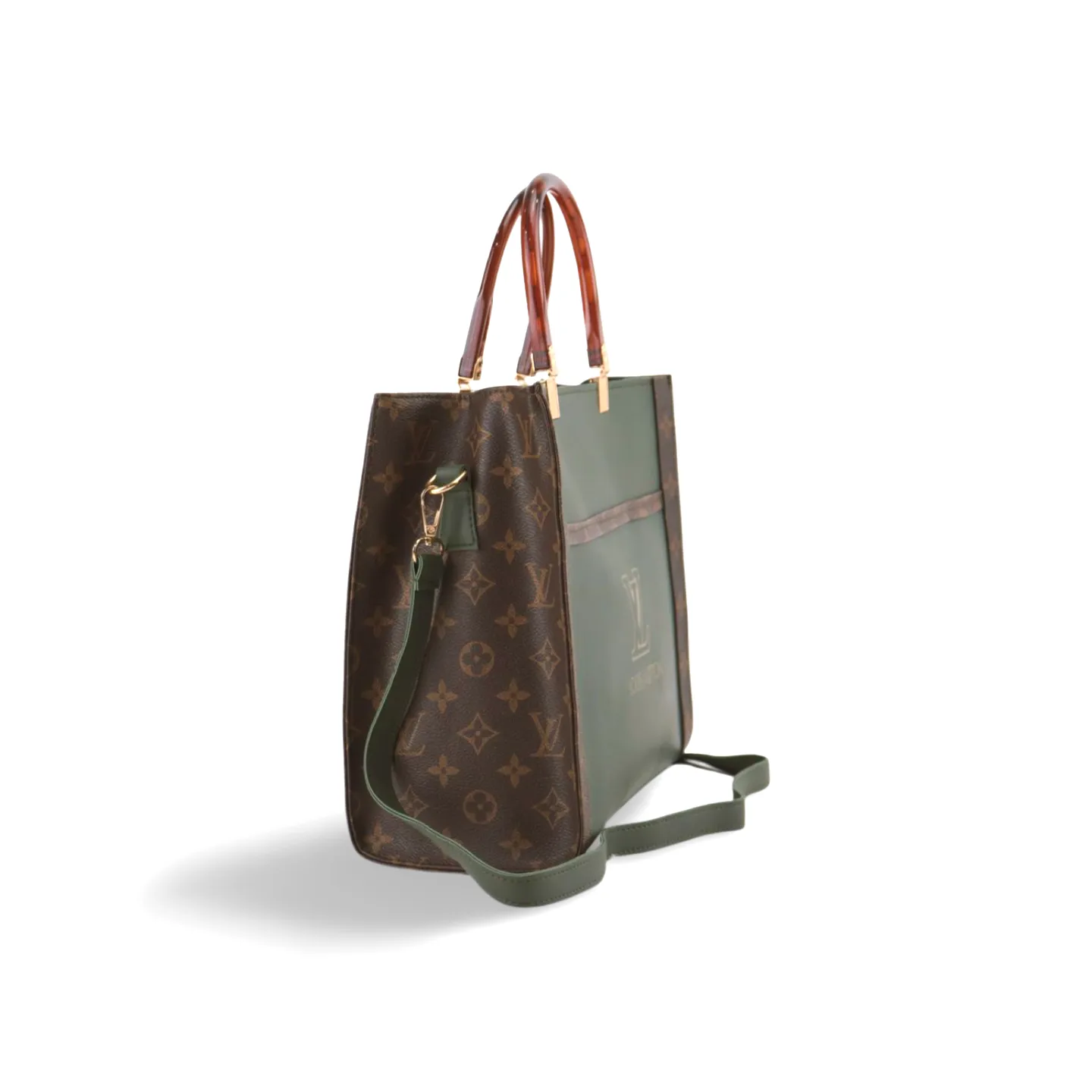 Stylish Tote Bag with Elegant Wooden Style Plastic Handles