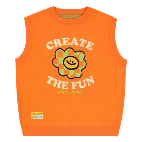 TAKA Original Fun Growing Daisy grandpa style check flower vest