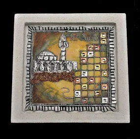 Tel-Aviv City Made By Jerusalem Stone With Bronze Enamel hand made art