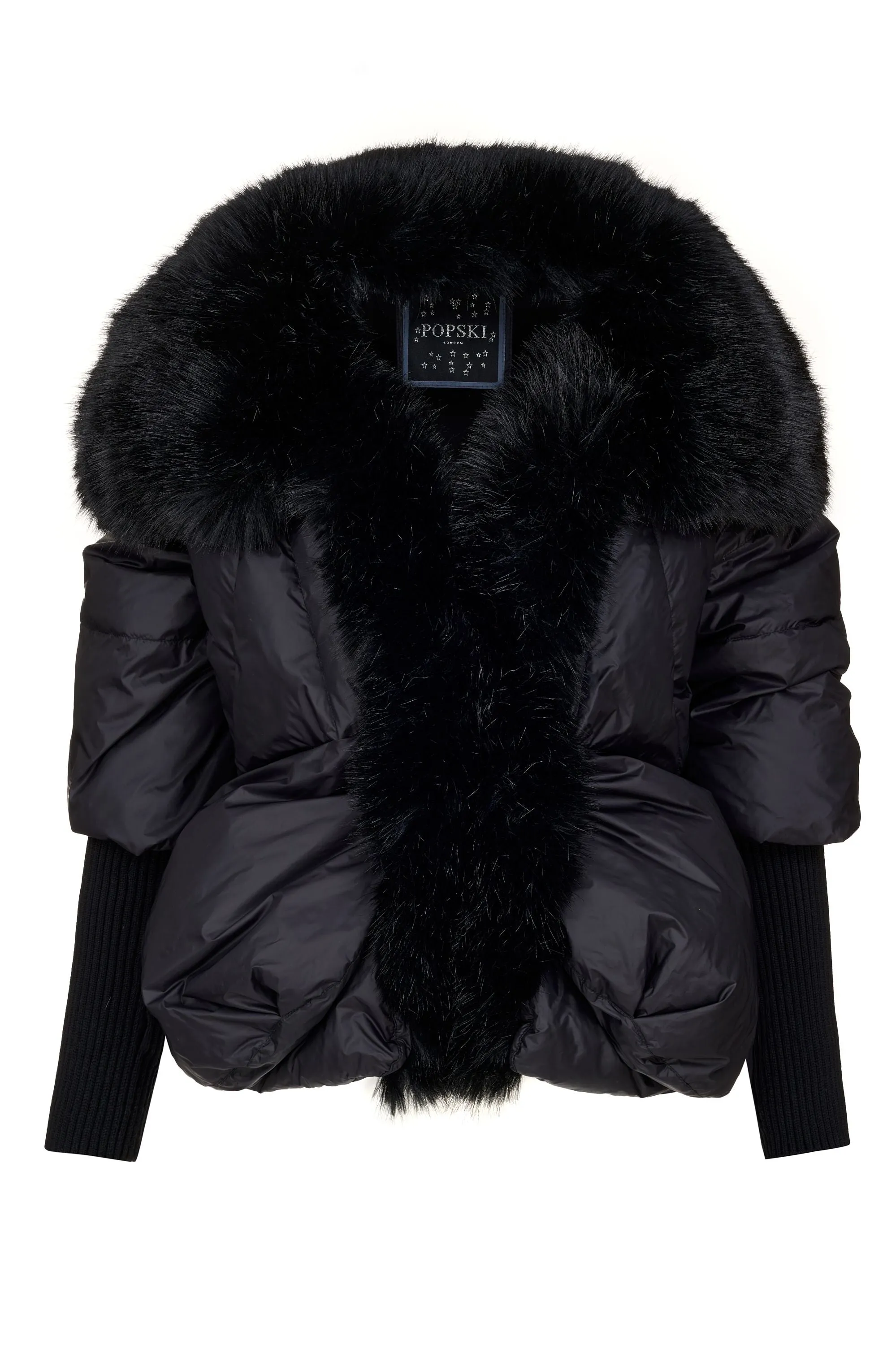 The Popski Goose Down Jacket with Faux Fur in Black