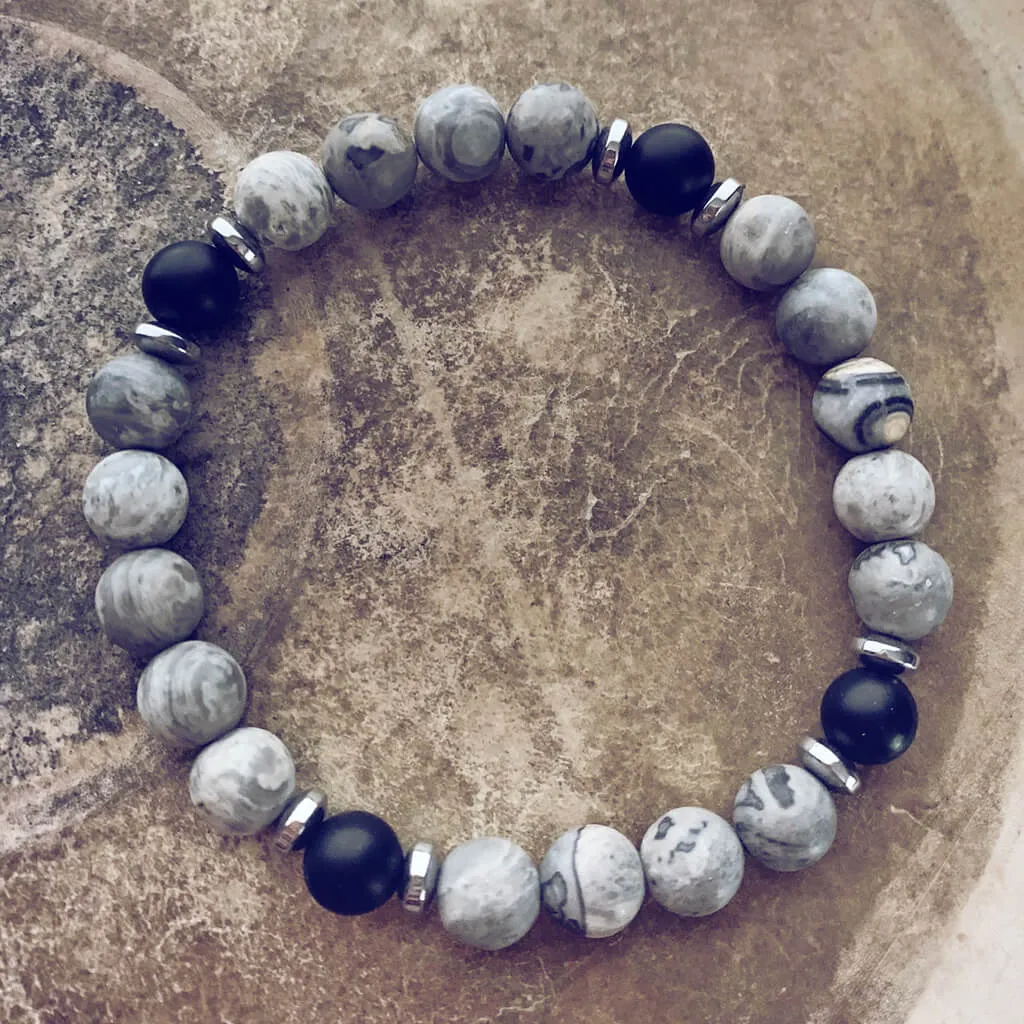 transform // map jasper, black onyx and hematite bead bracelet