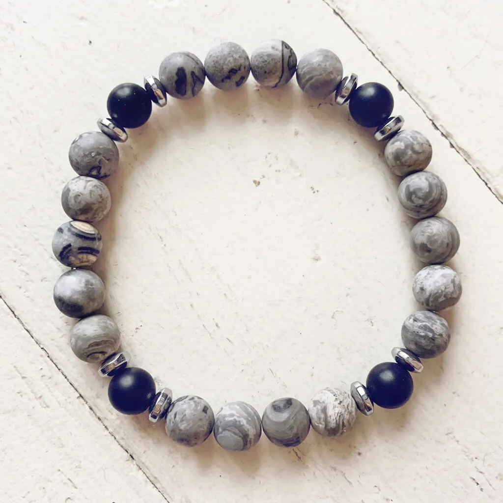 transform // map jasper, black onyx and hematite bead bracelet