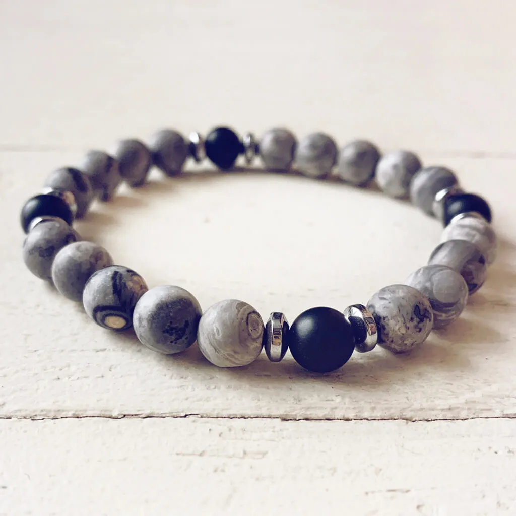 transform // map jasper, black onyx and hematite bead bracelet