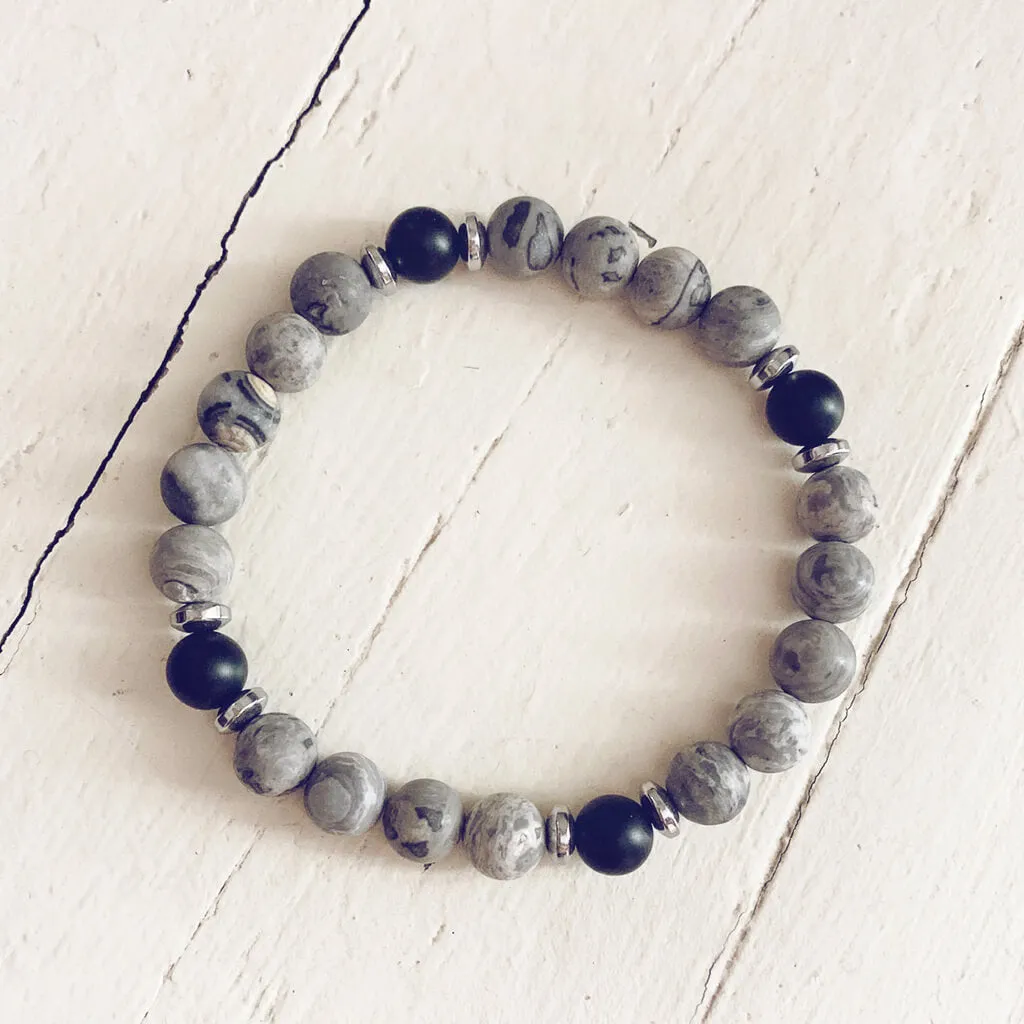 transform // map jasper, black onyx and hematite bead bracelet