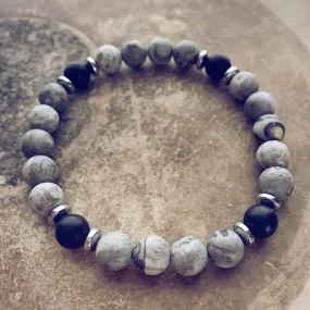 transform // map jasper, black onyx and hematite bead bracelet