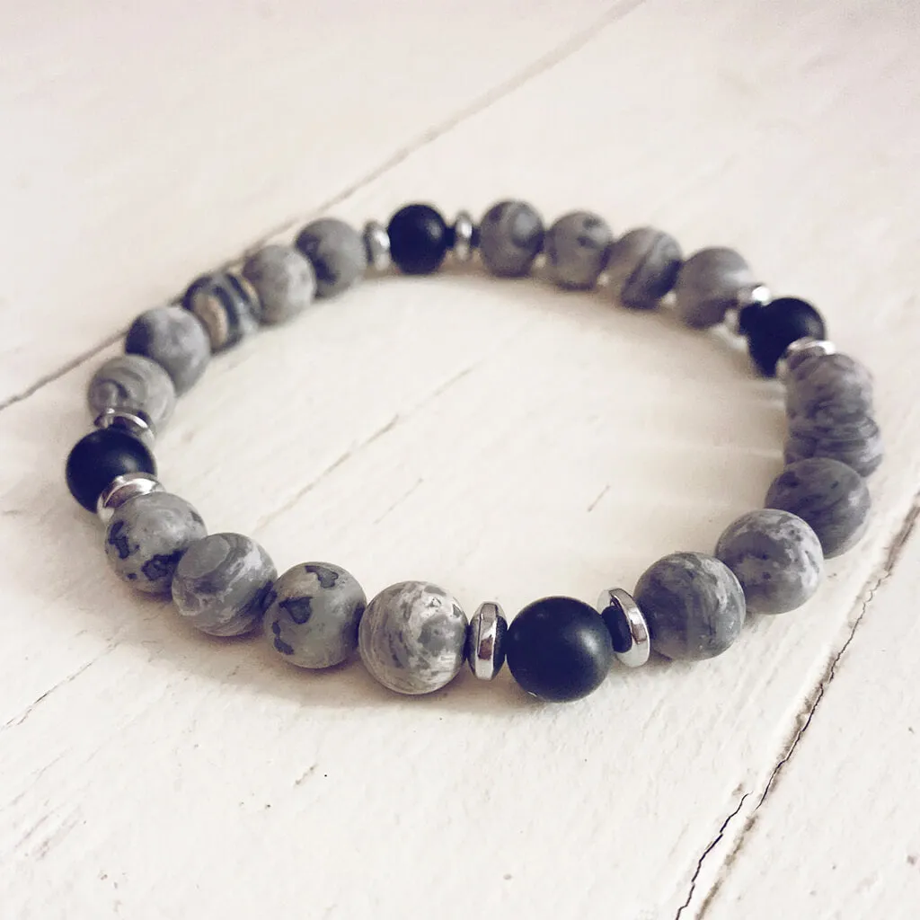 transform // map jasper, black onyx and hematite bead bracelet