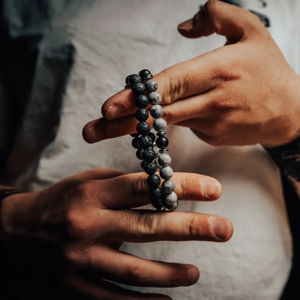 transform // map jasper, black onyx and hematite bead bracelet