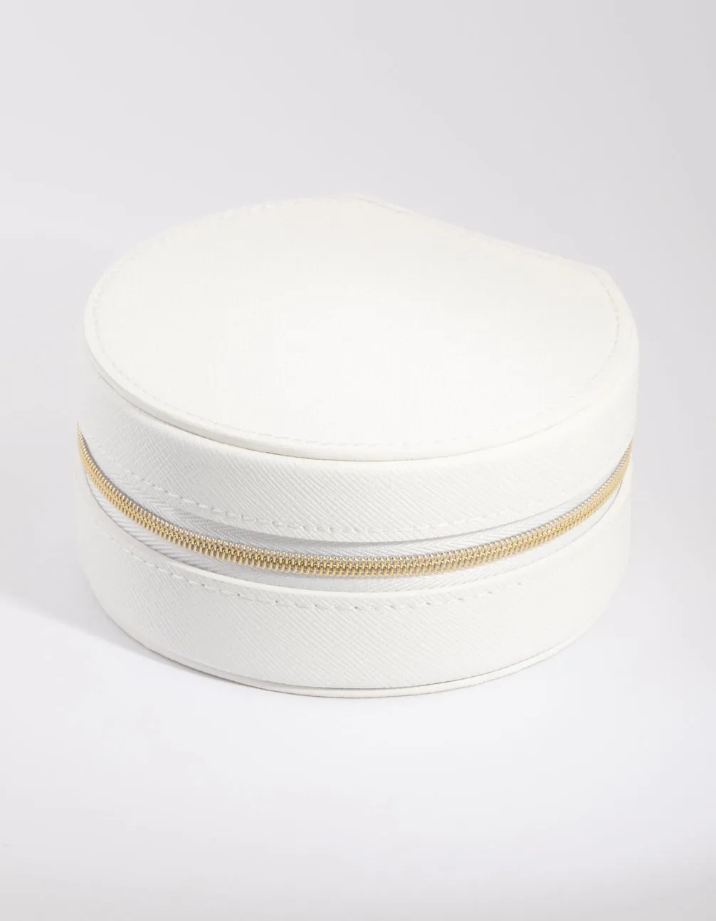 White Faux Leather Mirror Travel Jewellery Box