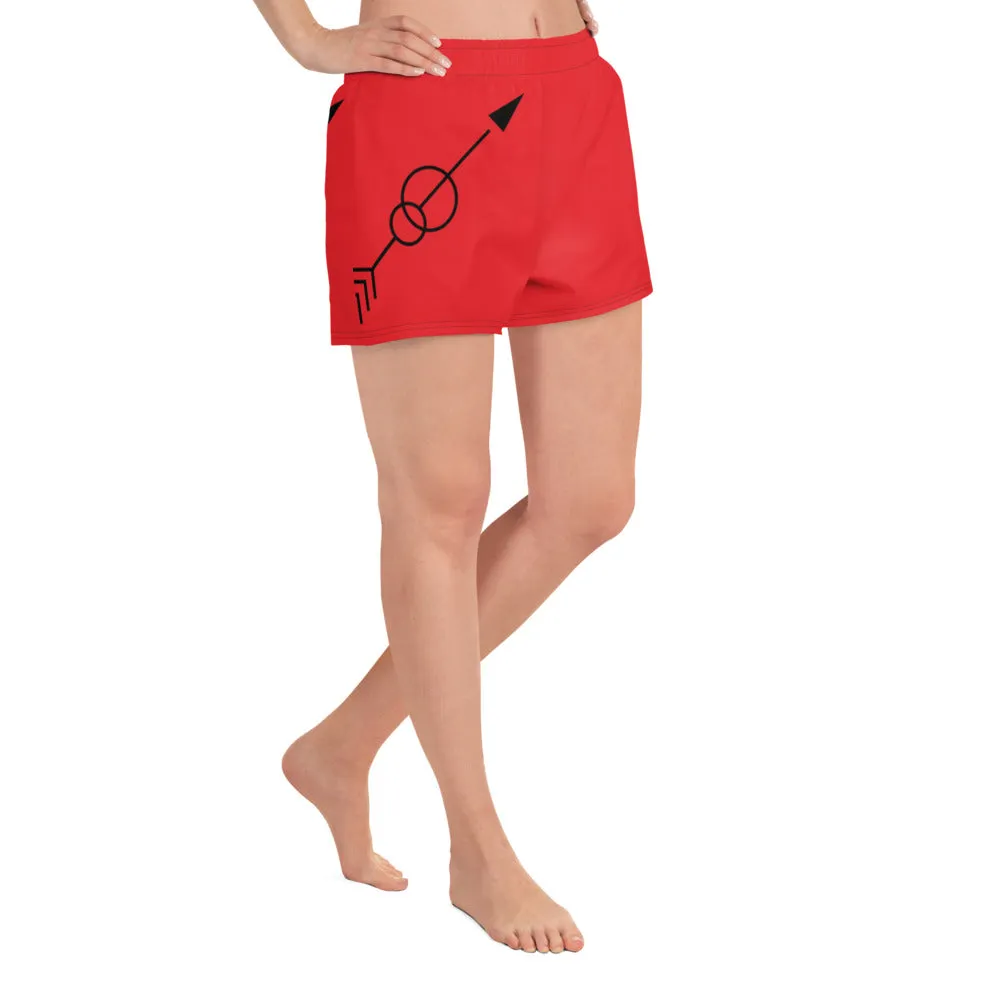 Women's Athletic Short Shorts red with arrows